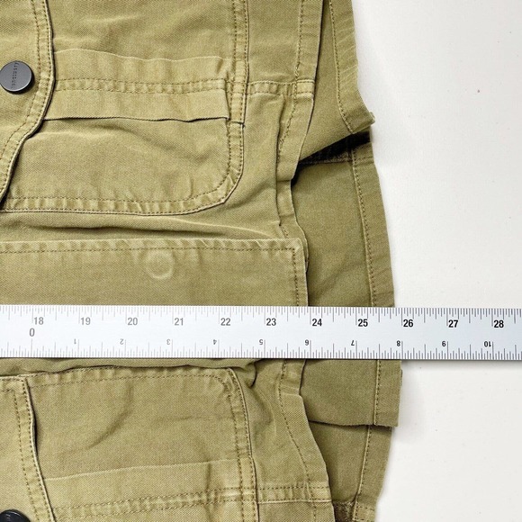 Sanctuary Street Smart Denim Utility Jacket Sz L Green Belted Collared Pockets - Picture 8 of 11